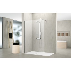 NOVELLINI KUADRA H WALK-IN TRANSPARENT CRYSTAL THICKNESS 8MM - POLISHED CHROME PROFILE