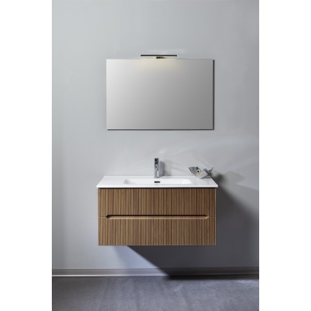 FISSORE.com WALNUT MOBILE COMPOSITION L. 90 CM D. 46 CM H. 45 CM WITH MIRROR AND SPOTLIGHT