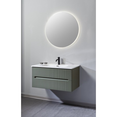 FISSORE.com GREEN MATT MOBILE COMPOSITION L. 90 CM D. 46 CM H. 45 CM WITH MIRROR AND SPOTLIGHT