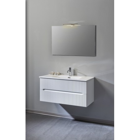 FISSORE.com WHITE MATT MOBILE COMPOSITION L. 90 CM D. 46 CM H. 45 CM WITH MIRROR AND SPOTLIGHT