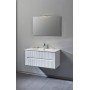FISSORE.com WHITE MATT MOBILE COMPOSITION L. 90 CM D. 46 CM H. 45 CM WITH MIRROR AND SPOTLIGHT