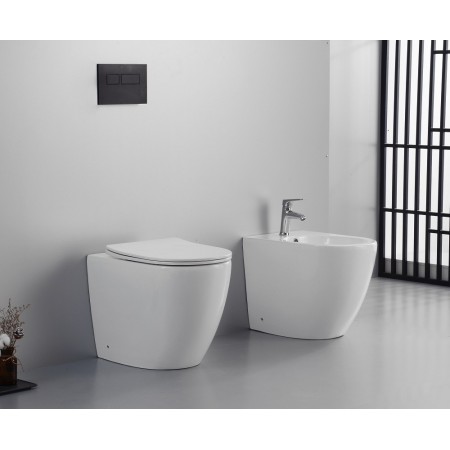 FISSORE.com FLY SET VASO + BIDET FILO MURO SENZA BRIDA COMPRESO SEDILE SOFT CLOSE