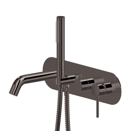 NEWFORM MINI-X PRO WALL-MOUNTED BATHTUB FAUCET WITH DIVERTER, SPOUT, AND SHOWER SET