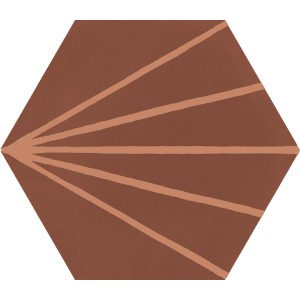 RAGNO CERAMICHE STRATFORD RED DECORO TRATTO ESAGONA 21X18.2