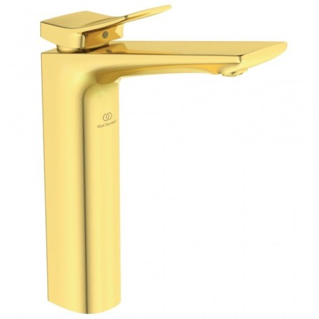 IDEAL STANDARD CONCA MISCELATORE LAVABO MONOCOMANDO DA APPOGGIO SU PIANO BRUSHED GOLD