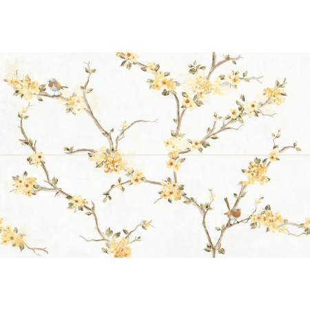 RAGNO CERAMICHE MIXED DECORO FIORE DI PESCO TOUCH BIANCO 40X120 RECT