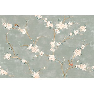 RAGNO CERAMICHE MIXED DECORO FIORE DI PESCO TOUCH VERDE 40X120 RECT