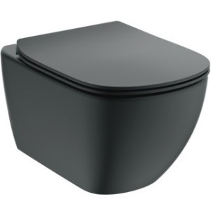 IDEAL STANDARD TESI VASO SOSPESO C/SISTEMA AQUABLADE C/COPRIVASO SLIM SOFT CLOSE NERO OPACO