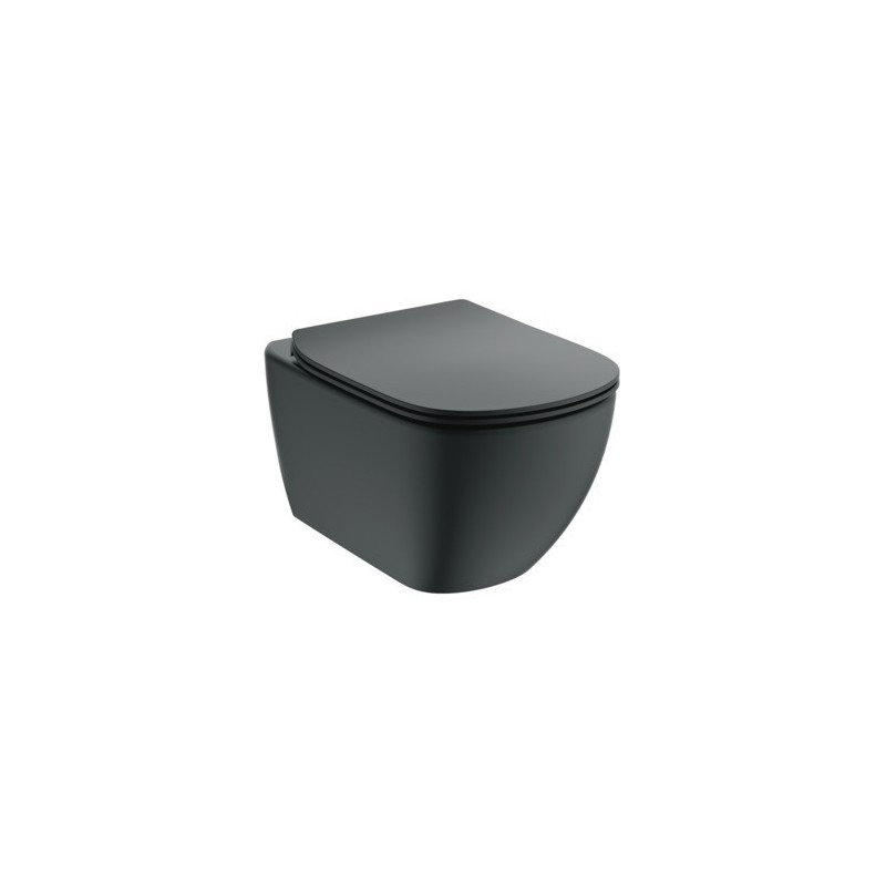 IDEAL STANDARD TESI VASO SOSPESO C/SISTEMA AQUABLADE C/COPRIVASO SLIM SOFT CLOSE NERO OPACO