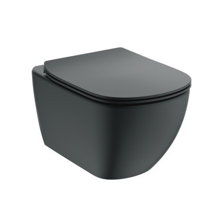 IDEAL STANDARD TESI VASO SOSPESO C/SISTEMA AQUABLADE C/COPRIVASO SLIM SOFT CLOSE NERO OPACO