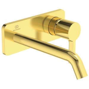 IDEAL STANDARD JOY LAVABO MISCELATORE MONOCOMANDO A PARETE C/PIASTRA RETTANGOLARE E BOCCA DA 220MM BRUSHED GOLD