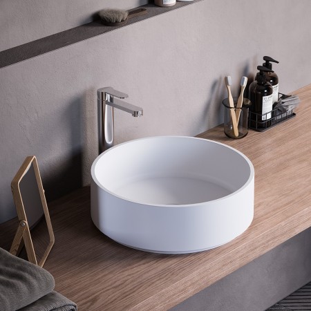 KAROL ROUND COUNTERTOP SINK Ø40 WHITE