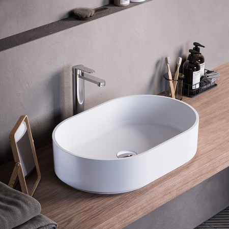 KAROL OVAL COUNTERTOP SINK 55X36 WHITE