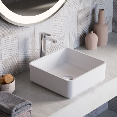 KAROL SQUARE COUNTERTOP SINK 37.5X37.5 WHITE