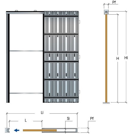 DIERRE NEW SPACE CASSONETTO RASO MURO PER CARTONGESSO 800X2100 SPESSORE MURO 100mm (TIPO ESSENTIAL)