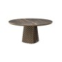 TAVOLO ATRIUM KERAMIK PREMIUM ROUND 160X73,5H BASE CRISTALLO SPECCHIATO COUTURE BRONZO - PROFILO BRUSHED BRONZE