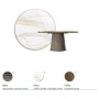 TAVOLO ATRIUM KERAMIK PREMIUM ROUND 160X73,5H BASE CRISTALLO SPECCHIATO COUTURE BRONZO - PROFILO BRUSHED BRONZE