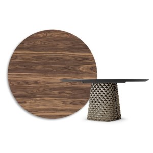 TAVOLO ATRIUM WOOD ROUND Ø 140X74,5 CM - BRONZO