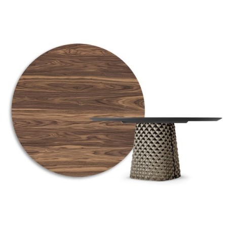 TAVOLO ATRIUM WOOD ROUND Ø 140X74,5 CM - BRONZO