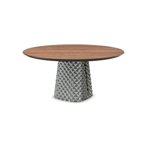 TAVOLO ATRIUM WOOD ROUND Ø 140X74,5 CM - FUME
