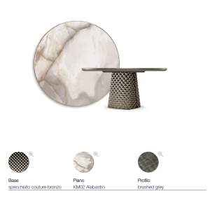 TAVOLO ATRIUM KERAMIK PREMIUM ROUND 160X73.5H BASE MIRRORED CRYSTAL COUTURE BRONZE - BRUSHED GREY PROFILE