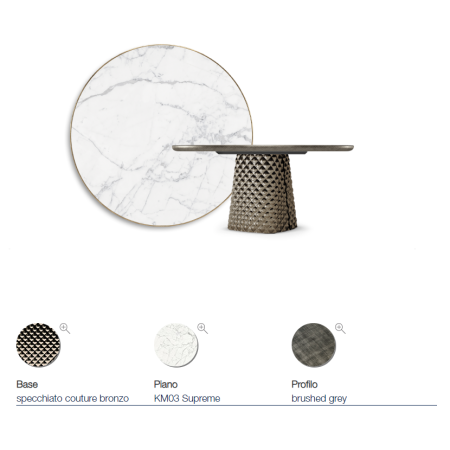 TAVOLO ATRIUM KERAMIK PREMIUM ROUND 160X73.5H BASE MIRRORED CRYSTAL COUTURE BRONZE - BRUSHED GREY PROFILE