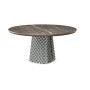 TAVOLO ATRIUM KERAMIK PREMIUM ROUND 160X73,5H BASE CRISTALLO SPECCHIATO COUTURE FUMÈ - PROFILO BRUSHED BRONZE