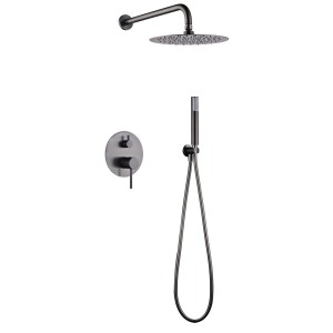 MONZA BUILT-IN SHOWER KIT WITH DIVERTER WITH SHOWERHEAD AND BLACK GUN METAL HANDSHOWER
