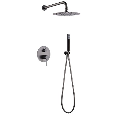MONZA BUILT-IN SHOWER KIT WITH DIVERTER WITH SHOWERHEAD AND BLACK GUN METAL HANDSHOWER