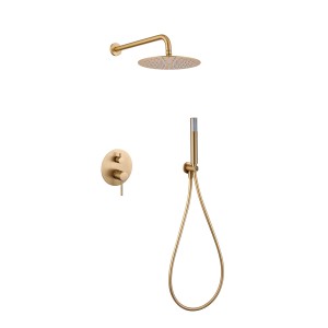 MONZA BUILT-IN SHOWER KIT WITH DIVERTER WITH BRUSHED GOLD SHOWER HEAD AND HAND SHOWER