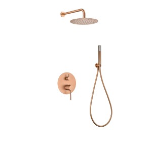 MONZA KIT DOCCIA A INCASSO CON DEVIATORE CON SOFFIONE E DOCCETTA ORO ROSA SPAZZOLATO
