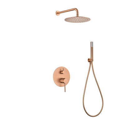 MONZA BUILT-IN SHOWER KIT WITH DIVERTER WITH BRUSHED ROSE GOLD SOFFIONE AND HAND SHOWER