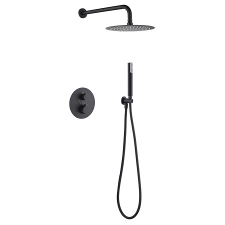 MONZA KIT DOCCIA A INCASSO CON DEVIATORE TERMOSTATICO CON SOFFIONE E DOCCETTA NEGRO MATE