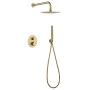 MONZA BUILT-IN SHOWER KIT WITH THERMOSTATIC DIVERTER WITH BRUSHED GOLD SHOWERHEAD AND HAND SHOWER