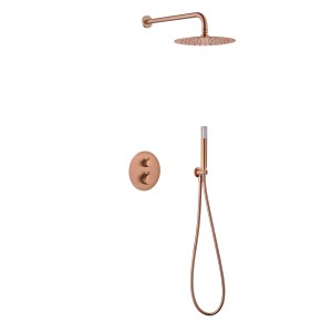 MONZA BUILT-IN SHOWER KIT WITH THERMOSTATIC DIVERTER WITH SHOWERHEAD AND HAND SHOWER IN BRUSHED ROSE GOLD