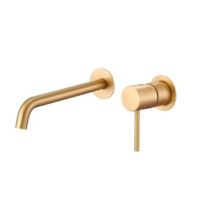 MONZA WALL-MOUNTED SINGLE-LEVER BASIN MIXER WITH BUILT-IN PART BRUSHED GOLD
