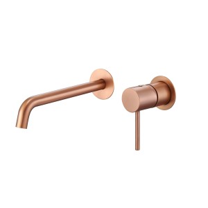 MONZA WALL-MOUNTED SINGLE-LEVER BASIN MIXER WITH BUILT-IN PART BRUSHED ROSE GOLD