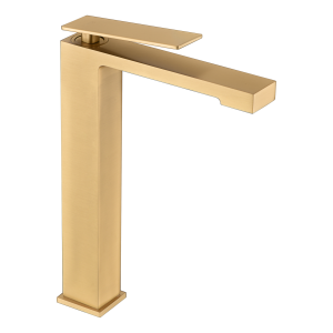 PISA HIGH SINGLE-LEVER BASIN MIXER WITHOUT DRAIN BRUSHED GOLD