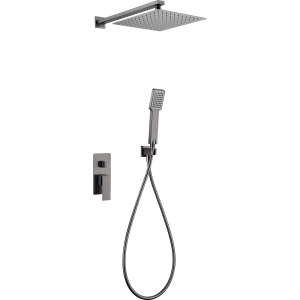 PISA SINGLE-LEVER MECHANICAL SHOWER KIT WITH DIVERTER + SHOWER HEAD AND BLACK GUN METAL HAND SHOWER