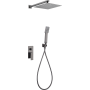 PISA SINGLE-LEVER MECHANICAL SHOWER KIT WITH DIVERTER + SHOWER HEAD AND BLACK GUN METAL HAND SHOWER