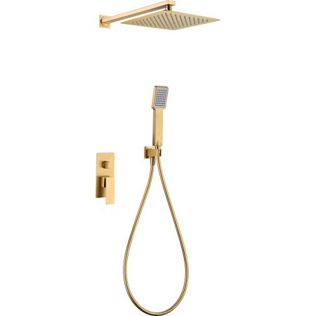 PISA SINGLE-LEVER MECHANICAL SHOWER KIT WITH DIVERTER + SHOWERHEAD AND BRUSHED GOLD HAND SHOWER