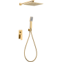 PISA SINGLE-LEVER MECHANICAL SHOWER KIT WITH DIVERTER + SHOWERHEAD AND BRUSHED GOLD HAND SHOWER