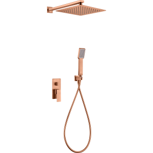 PISA MECHANICAL SINGLE-LEVER SHOWER KIT WITH DIVERTER + BRUSHED ROSE GOLD SHOWER HEAD AND HAND SHOWER