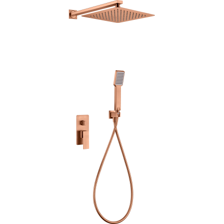 PISA MECHANICAL SINGLE-LEVER SHOWER KIT WITH DIVERTER + BRUSHED ROSE GOLD SHOWER HEAD AND HAND SHOWER