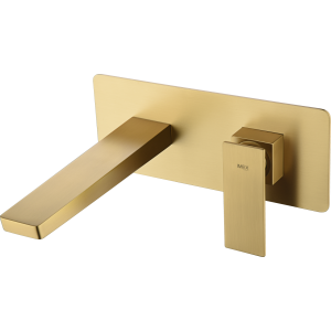 PISA WALL-MOUNTED BASIN MIXER WITH CONCEALED PART IN BRUSHED GOLD