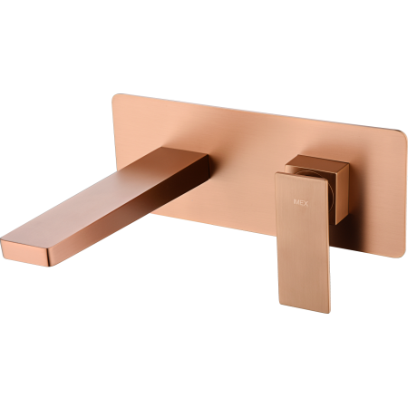 PISA WALL-MOUNTED BASIN MIXER WITH CONCEALED PART IN BRUSHED ROSE GOLD