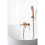 PISA EXTERNAL BATHTUB MIXER WITH SUPPORT AND BRUSHED ROSE GOLD HANDSHOWER