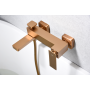PISA EXTERNAL BATHTUB MIXER WITH SUPPORT AND BRUSHED ROSE GOLD HANDSHOWER