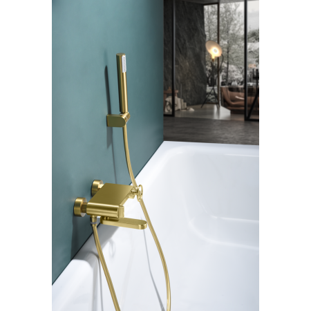 OLIMPO EXTERNAL BATHTUB MIXER BRUSHED GOLD WITH SHOWER KIT