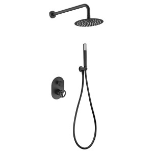 OLIMPO SHOWER KIT WITH TWO-WAY BLACK MATT MIXER + SHOWER HEAD AND HAND SHOWER